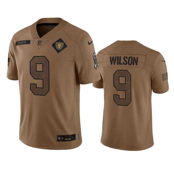 Mens Las Vegas Raiders #9 Tyree Wilson 2023 Brown Salute To Service Limited Football Stitched Jersey Dyin